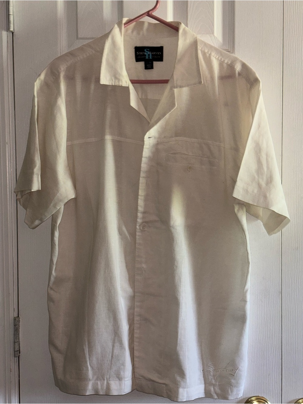 Steve Harvey Men's Cream Short-Sleeve Shirt